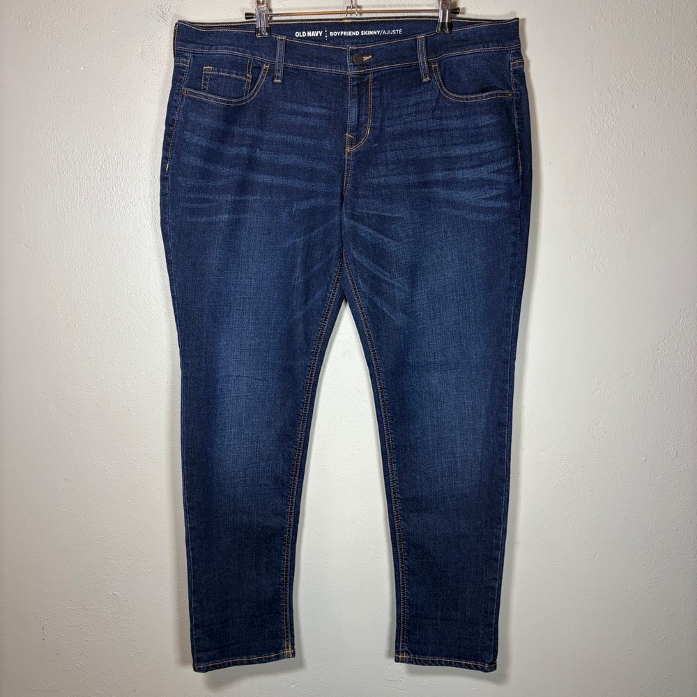 Old Navy Boyfriend Skinny Jeans Shasta Dark Wash Blue Denim 14 Petite 602409-01